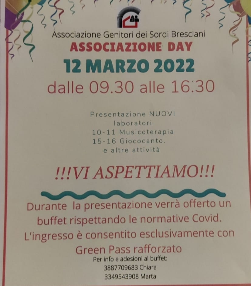 Ass. dei Genitori Sordi Bresciani 12 marzo 2022